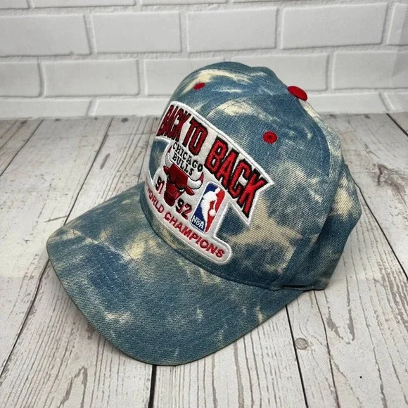 Chicago Bulls Back to Back Denim Acid Wash Mitchell & Ness Hat Snapback Cap Men
